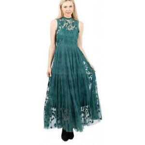 NWT Tolani Rielle Pacific Dress Size XS Sleeveless Green Lace Maxi $139 [jb]